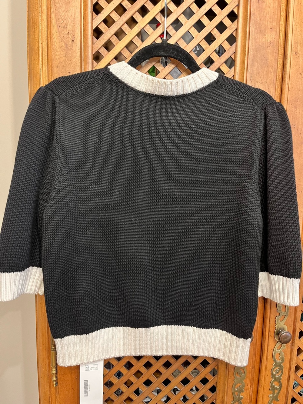 Prada Black Crewneck Sweater with White Trim and Logo - Picture 4 of 4